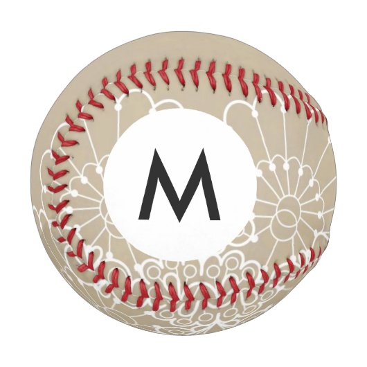 Monogramm Retro-Hintergrund mit Spitzentechnik Baseball (Vorderseite Links)