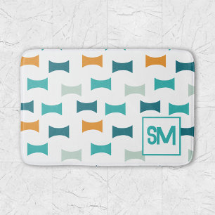 Monogramm Retro-Mid-Century-Geometrisches Muster Badematte
