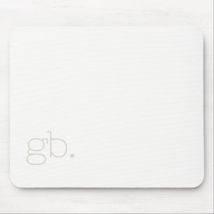 Monogramm Retro Minimal Weiß Elfenbein Mousepad
