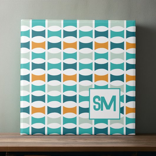 Monogramm Retro-Mitte des Jahrhunderts geometrisch Fliese