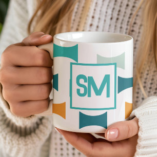 Monogramm Retro-Mitte des Jahrhunderts geometrisch Kaffeetasse