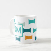 Monogramm Retro-Mitte des Jahrhunderts geometrisch Kaffeetasse (Vorderseite Links)