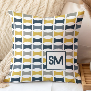 Monogramm Retro-Mitte des Jahrhunderts geometrisch Kissen