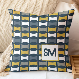 Monogramm Retro-Mitte des Jahrhunderts geometrisch Kissen