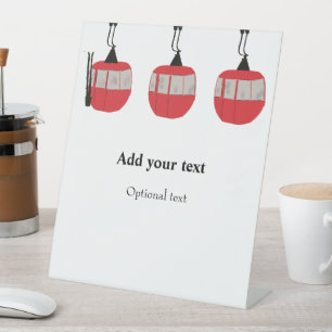Monogramm Retro Rote Skilift Personalisiert Sockelschild