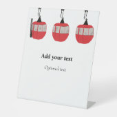 Monogramm Retro Rote Skilift Personalisiert Sockelschild (Vorderseite)