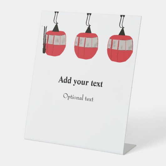 Monogramm Retro Rote Skilift Personalisiert Sockelschild (Vorderseite)