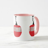 Monogramm Retro Rote Skilift Personalisiert Tasse (VorderseiteRechts)