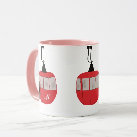 Monogramm Retro Rote Skilift Personalisiert Tasse (Vorderseite Links)