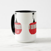 Monogramm Retro Rote Skilift Personalisiert Tasse (Vorderseite Links)
