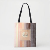 Monogramm Retro-Sonnenuntergang Streifen boho Wass Tasche (Vorderseite)