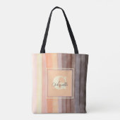 Monogramm Retro-Sonnenuntergang Streifen boho Wass Tasche (Rückseite)