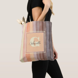 Monogramm Retro-Sonnenuntergang Streifen boho Wass Tasche