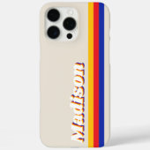 Monogramm Retro-Streifen Case-Mate iPhone Hülle (Rückseite)