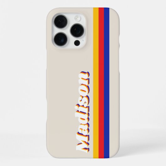 Monogramm Retro-Streifen iPhone Hülle (Rückseite)