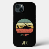 Monogramm, Retro Sunset, Hubschrauberflugzeug Case-Mate iPhone Hülle (Rückseite)