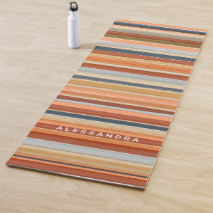 Monogramm Retrostreifen Vintager Sonnenuntergang Yogamatte