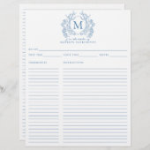 Monogramm Rezept für das Blaue Wappen (Vorne/Hinten)