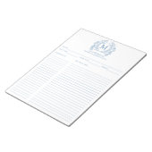 Monogramm Rezept für das Blaue Wappen Notizblock (angewinkelt)