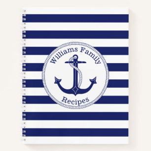 Monogramm-Rezept für die blaue Streifen der Nauti Notizblock
