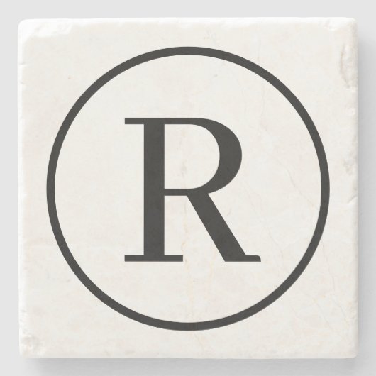 Monogramm RF Klassischer Serif Steinuntersetzer (Vorderseite)