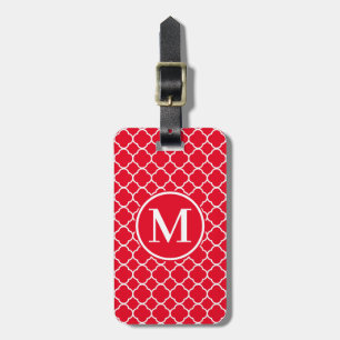 Monogramm RF Roter Klassiker Quatrefolie Gepäckanhänger