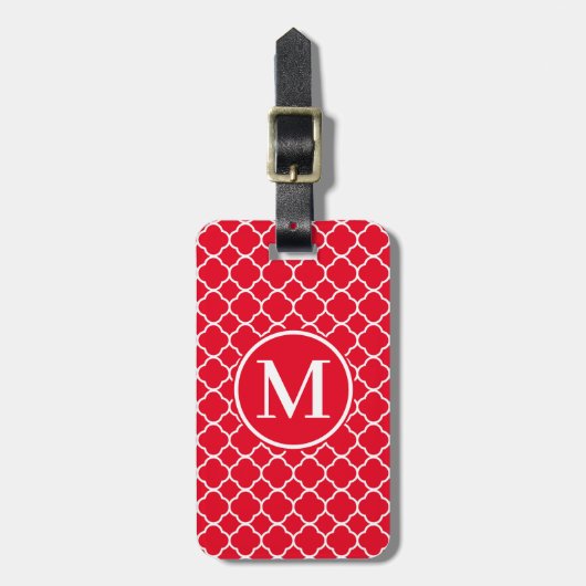 Monogramm RF Roter Klassiker Quatrefolie Gepäckanhänger (Vorderseite vertikal)