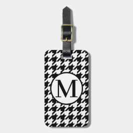 Monogramm RF-Schwarzes Hahnentrittmuster Gepäckanhänger
