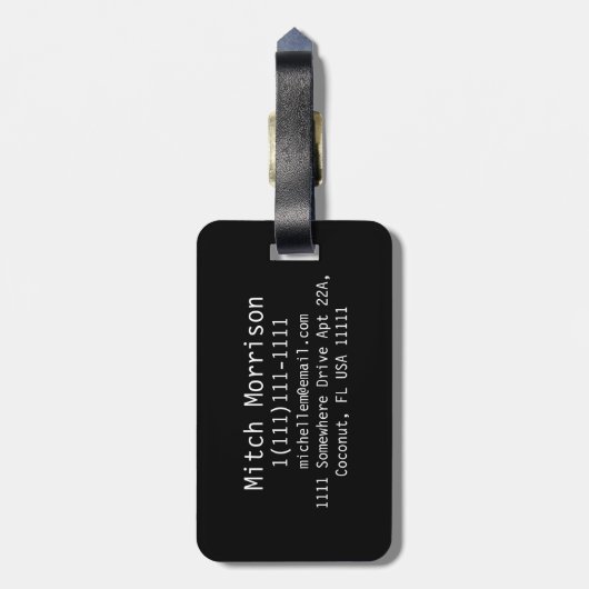 Monogramm RFBW Zickzack getilgt Gepäckanhänger (Rückseite vertikal)