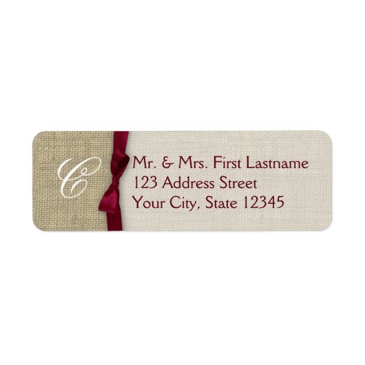 Monogramm Ribbon und Burlap Cranberry (Vorne)