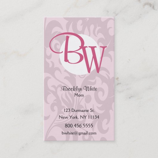 Monogramm-Rolle Telefonnummerkarte (Vorderseite)