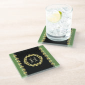 Monogramm-Rollen und Kleeblatt-Untersetzer Glasuntersetzer (Schrägansicht)