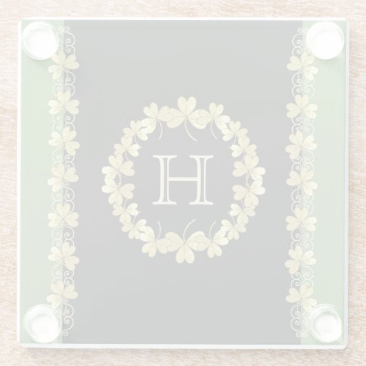 Monogramm-Rollen und Kleeblatt-Untersetzer Glasuntersetzer (Rückseite)