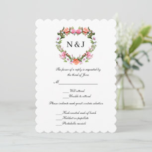Monogramm Romantische Rose Bluthochdruckkarte Einladung