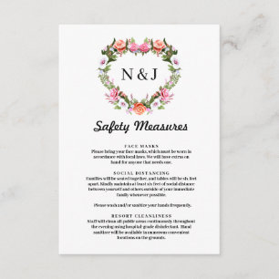 Monogramm romantische Rosen-Blumen-Herz-Sicherheit Begleitkarte