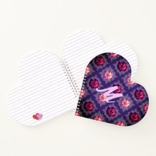 Monogramm Romantische Violette Rose Liebe Notizblock