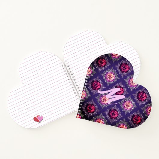 Monogramm Romantische Violette Rose Liebe Notizblock (Innenseite)