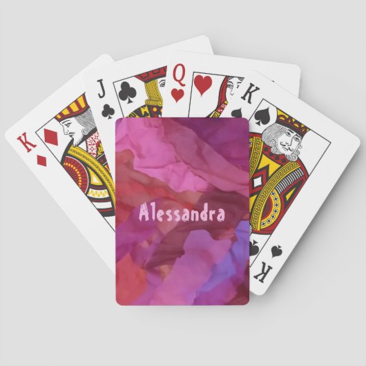 Monogramm rosa abstrakte Streifen Muster gürtlich Spielkarten (Rückseite)