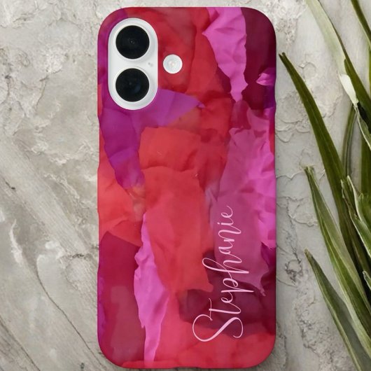 Monogramm rosa abstrakter Mustername iPhone 16 Hülle