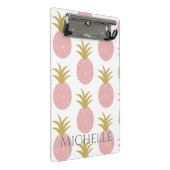 Monogramm Rosa Ananas Mini Klemmbrett (Schrägansicht)
