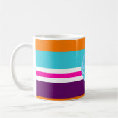 Monogramm-rosa aquamarines orange lila gestreiftes kaffeetasse (Links)
