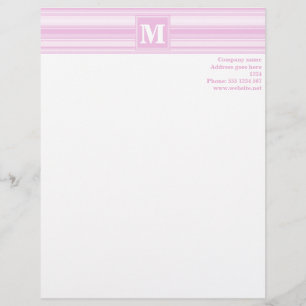 Monogramm rosa Baby-Streifen Briefbogen