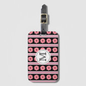 Monogramm-rosa Band auf schwarzem Gepäckanhänger (Vorderseite Vertikal)