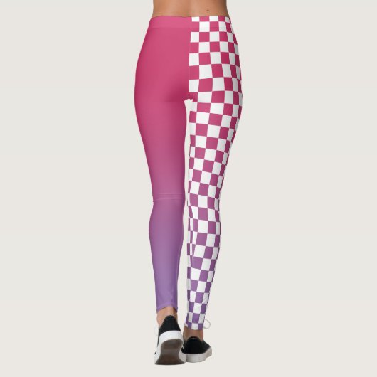 Monogramm rosa bis Lila glänzend Prüfmuster Leggings (Rückseite)
