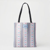 Monogramm Rosa Blau Coquette Bogen Gestreift Trend Tasche (Vorderseite)