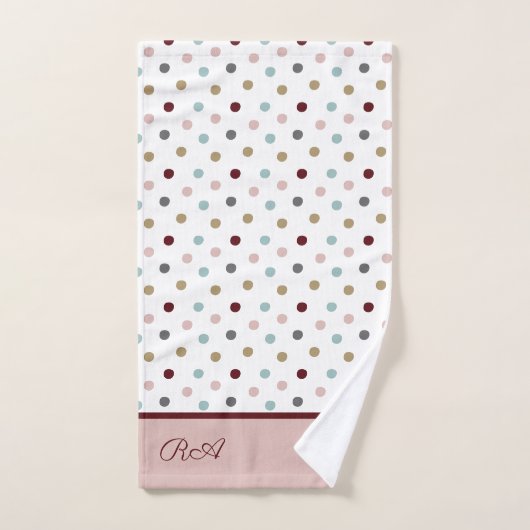 Monogramm Rosa & Blau, Gold, rote Polka-Punkte Badhandtuch Set (Handtuch)
