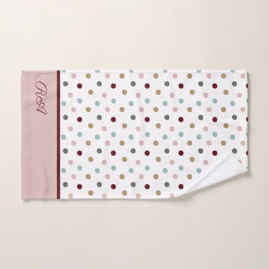 Monogramm Rosa & Blau, Gold, rote Polka-Punkte Badhandtuch Set (Handtuch)
