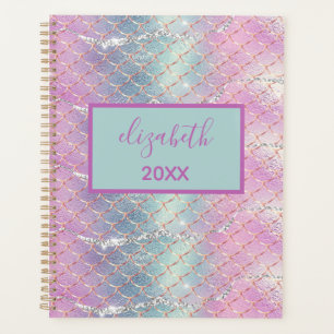 Monogramm Rosa Blau Silber Glitter Meerjungfrau Sc Planer