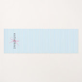Monogramm Rosa Blau Streifen Preppy Yogamatte (Vorderseite (Horizontal))