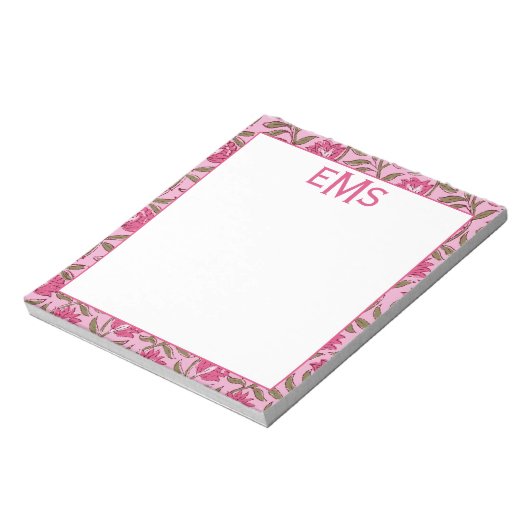 Monogramm rosa Blockdruck, bläserfarben Notizblock (Rotiert)